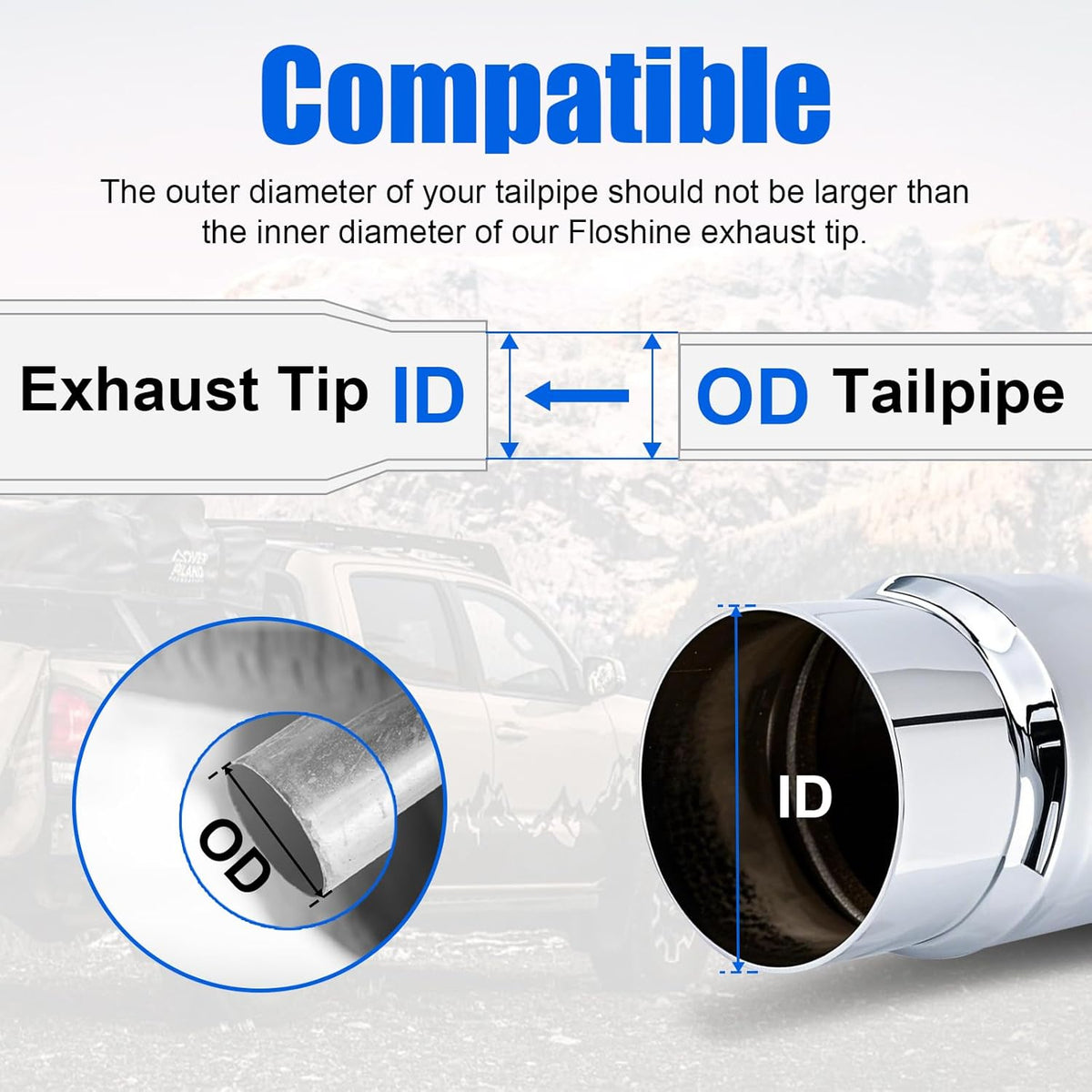 Diesel Exhaust Elbow Tip, Side Exit Exhaust Tip, Chromed Turndown Exhaust Tip (4'' Inlet/5'' Outlet)