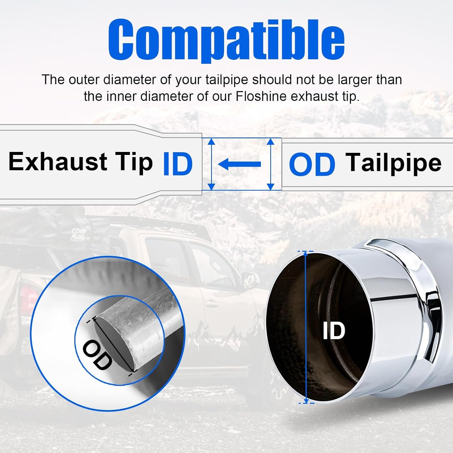 Diesel Exhaust Elbow Tip, Side Exit Exhaust Tip, Chromed Turndown Exhaust Tip (5'' Inlet/6'' Outlet)