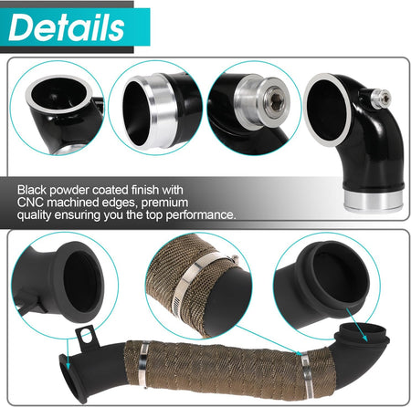 6.6 Turbo Mouthpiece, LLY Engine Turbo Mouthpiece Fits for Duramax 6.6L LLY 2004.5-2010, Inlet Manifold Intake Elbow for Chevrolet for GMC Sierra Trucks with 117000500 Pipe