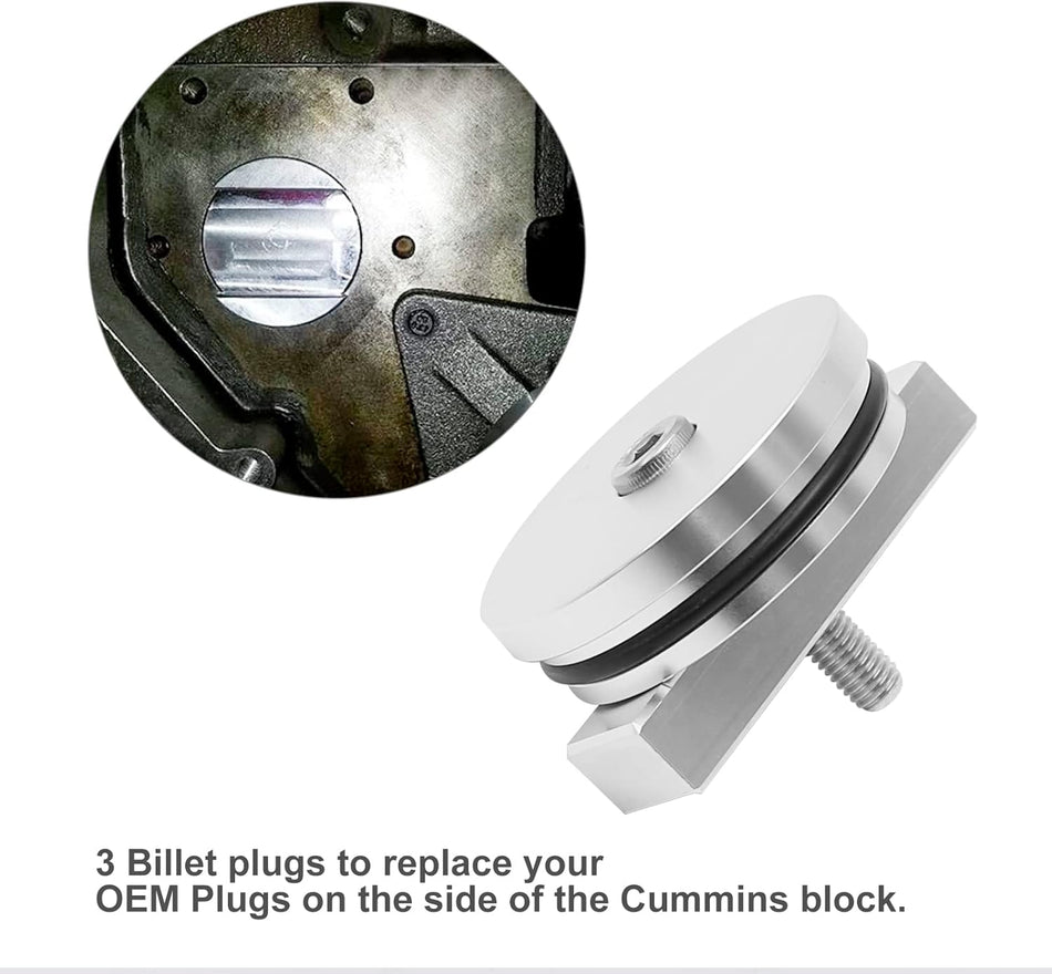 3PCS Billet Aluminum Freeze Plug Kit Replacement for Cummins Dodge Turbo Diesel 5.9L 12V/24V 1989-2007