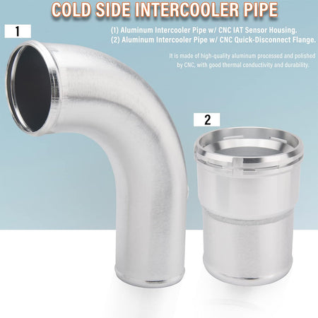 Cold Side Intercooler Pipe Upgrade Kit for Ford 6.7L Powerstroke Diesel 2011-2016 F250 F350 F450，3.5 Inch Intercooler Piping Kit.