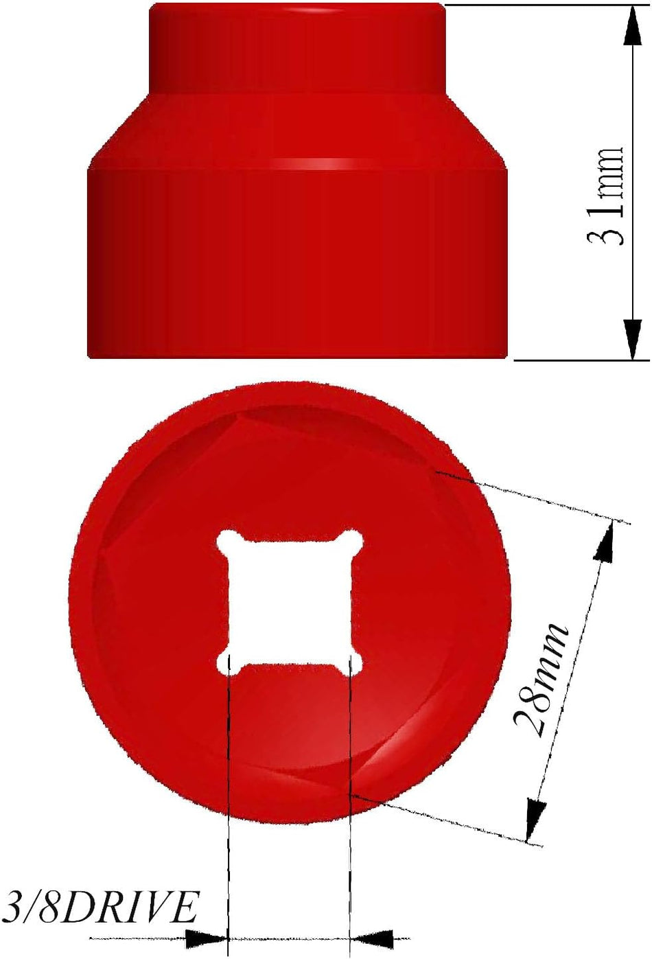 28mm Fuel Filter Socket for Cummins - 3/8" Drive Tool for Dodge Ram 6.7L Oil/Fuel Filter Canister (2010 and Up)