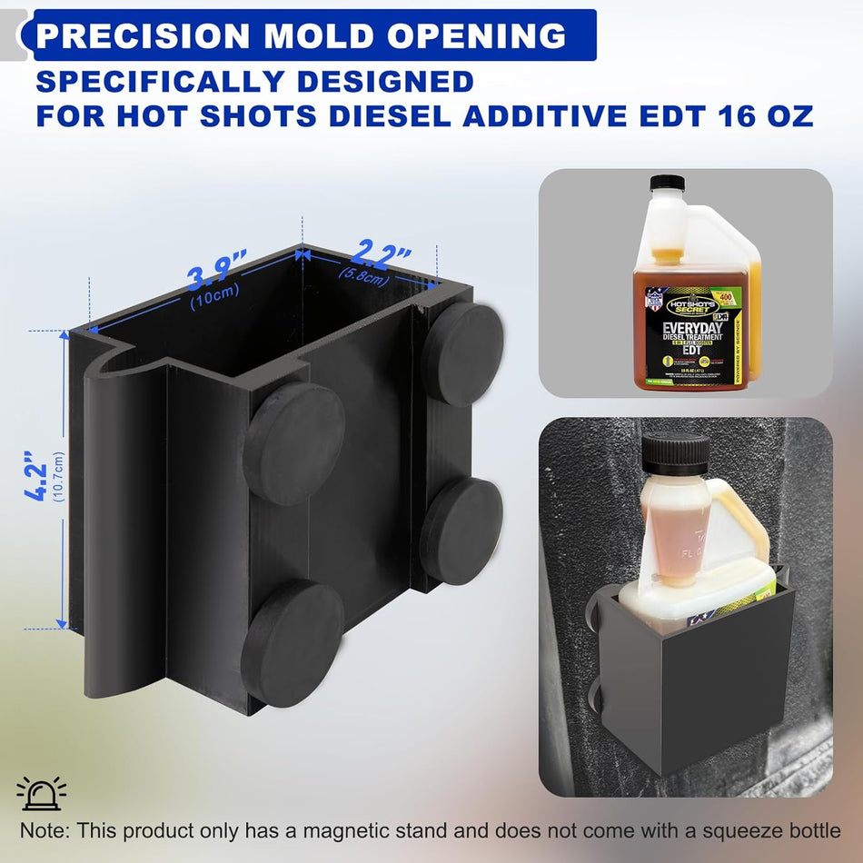 Magnetic Truck Bed Bottle Holder Compatible with Hot Shots Diesel Treatment 16 Oz Squeeze Bottle, for Hot Shots Diesel Fuel Additive, Fit for Powerstroke/Cummins/Duramax Options De Moteur