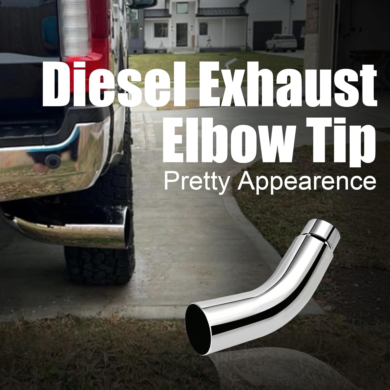 Diesel Exhaust Elbow Tip, Side Exit Exhaust Tip, Chromed Turndown Exhaust Tip (5'' Inlet/6'' Outlet)