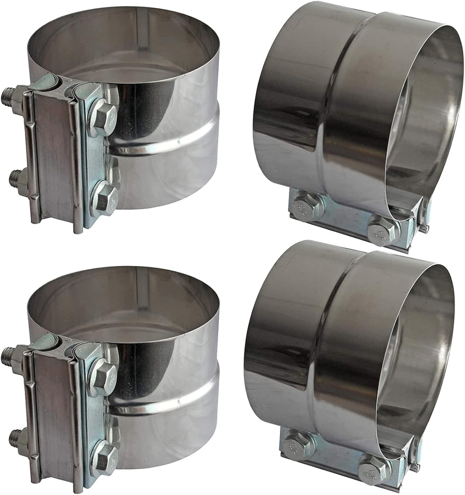 Exhaust Clamps 5" Lap Joint 304 Stainless Steel Band Clamp (4 Pack)