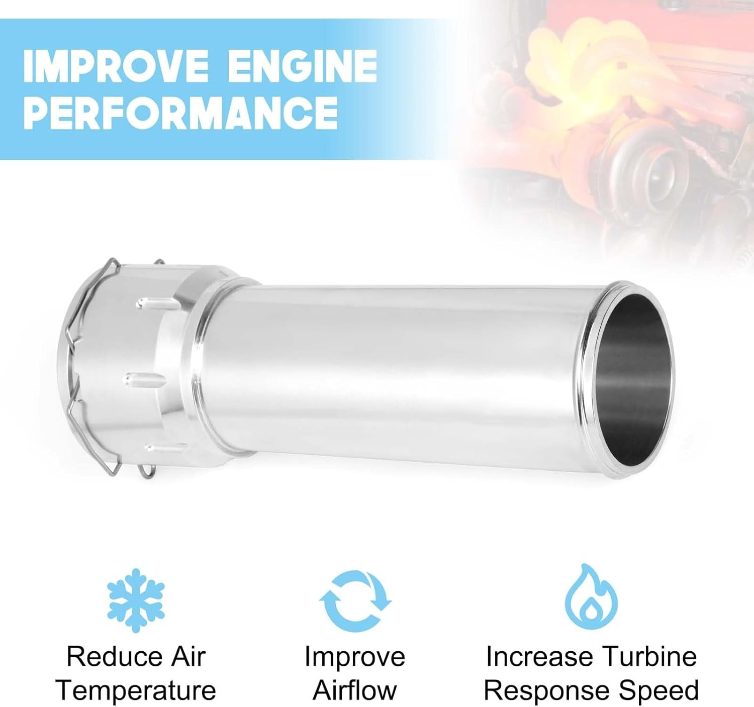 55513244 Upgraded Turbo Intercooler Resonator Tube Compatible with GMC Yukon Chevrolet Silverado Tahoe Suburban with 3.0L Duramax 2020-2024 (O-Ring Included)