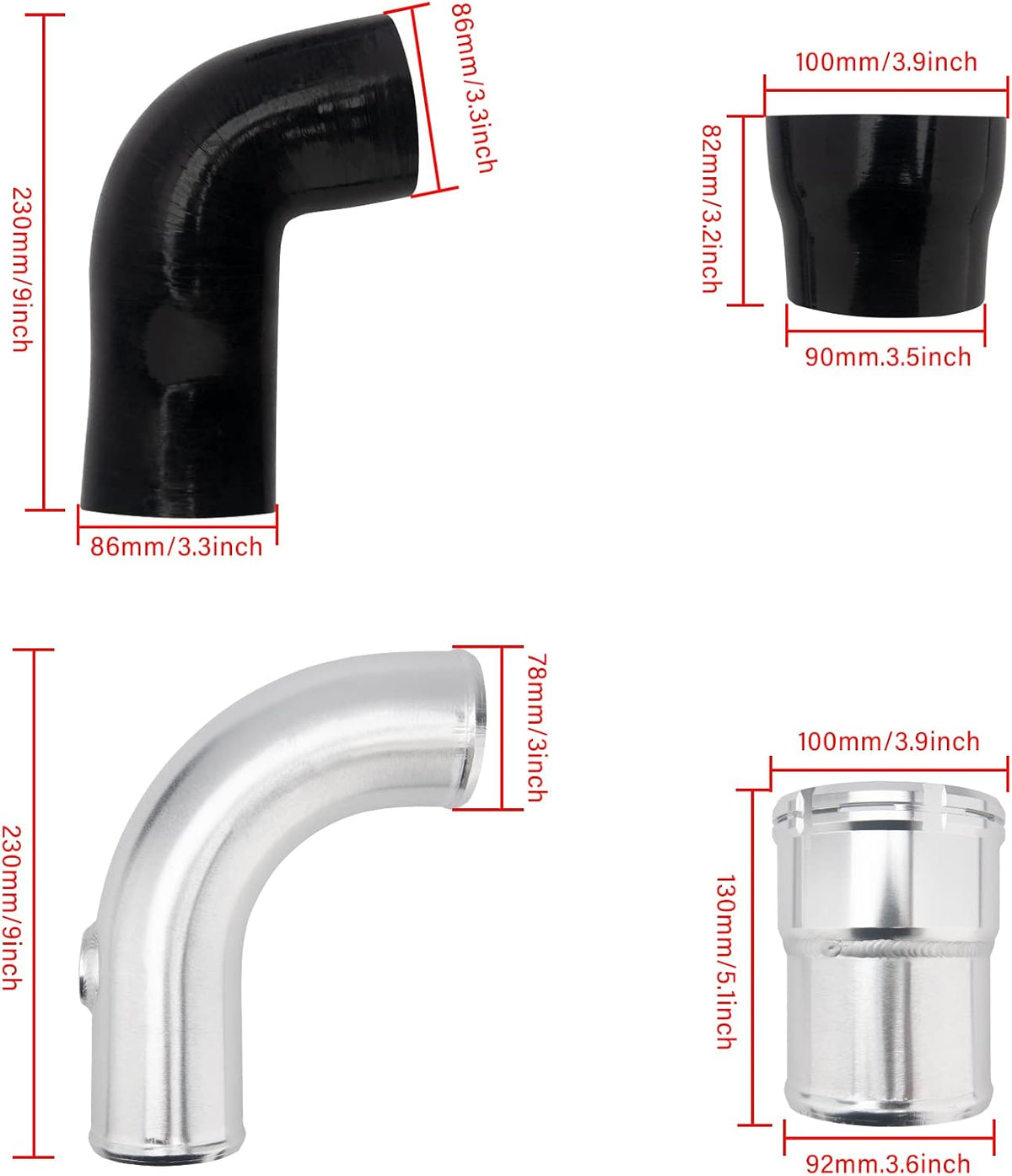Cold Side Intercooler Pipe Upgrade Kit for Ford 6.7L Powerstroke Diesel 2011-2016 F250 F350 F450，3.5 Inch Intercooler Piping Kit.