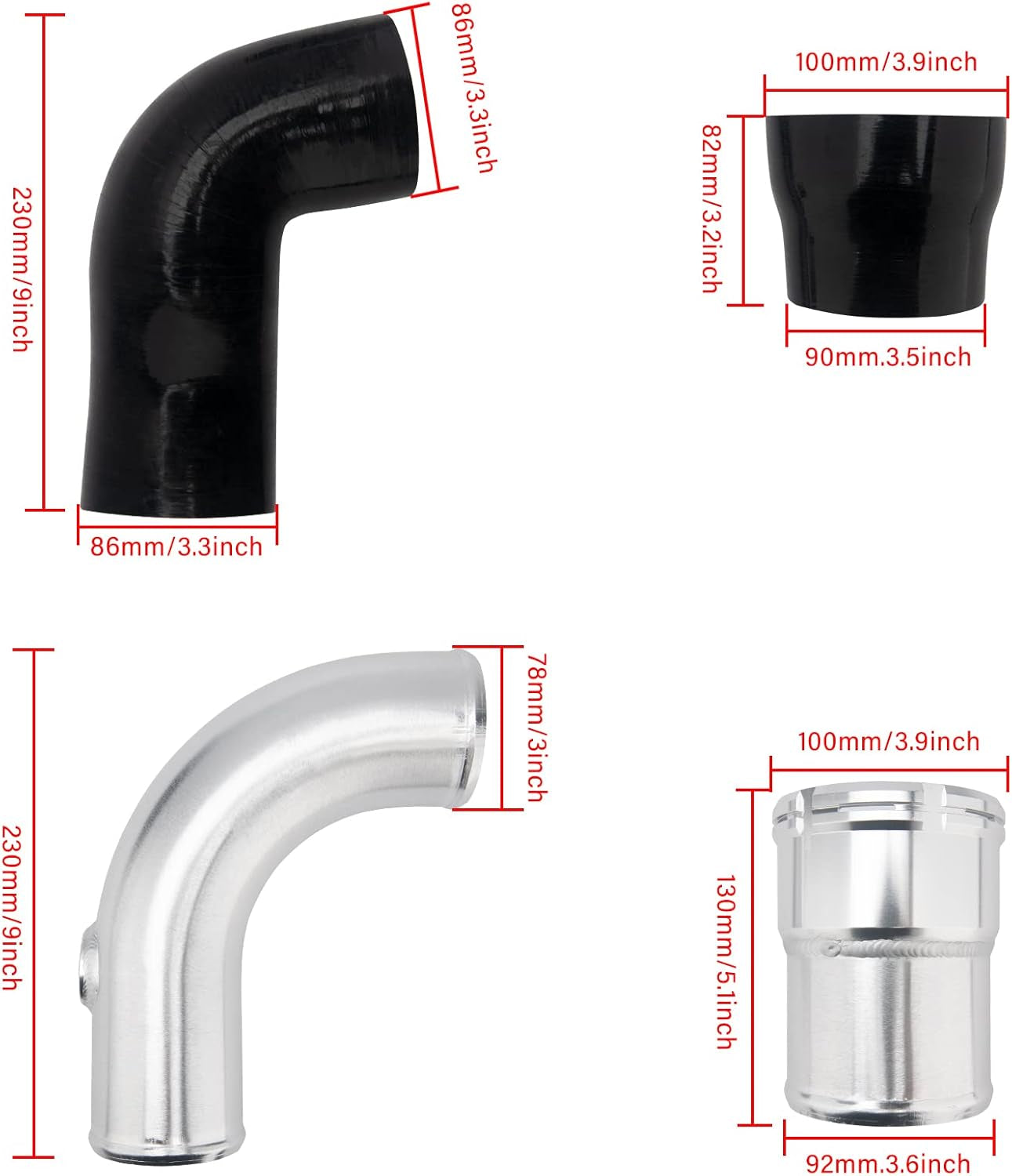 Cold Side Intercooler Pipe Upgrade Kit for Ford 6.7L Powerstroke Diesel 2011-2016 F250 F350 F450，3.5 Inch Intercooler Piping Kit.