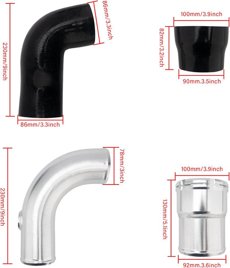 Cold Side Intercooler Pipe Upgrade Kit for Ford 6.7L Powerstroke Diesel 2011-2016 F250 F350 F450，3.5 Inch Intercooler Piping Kit.