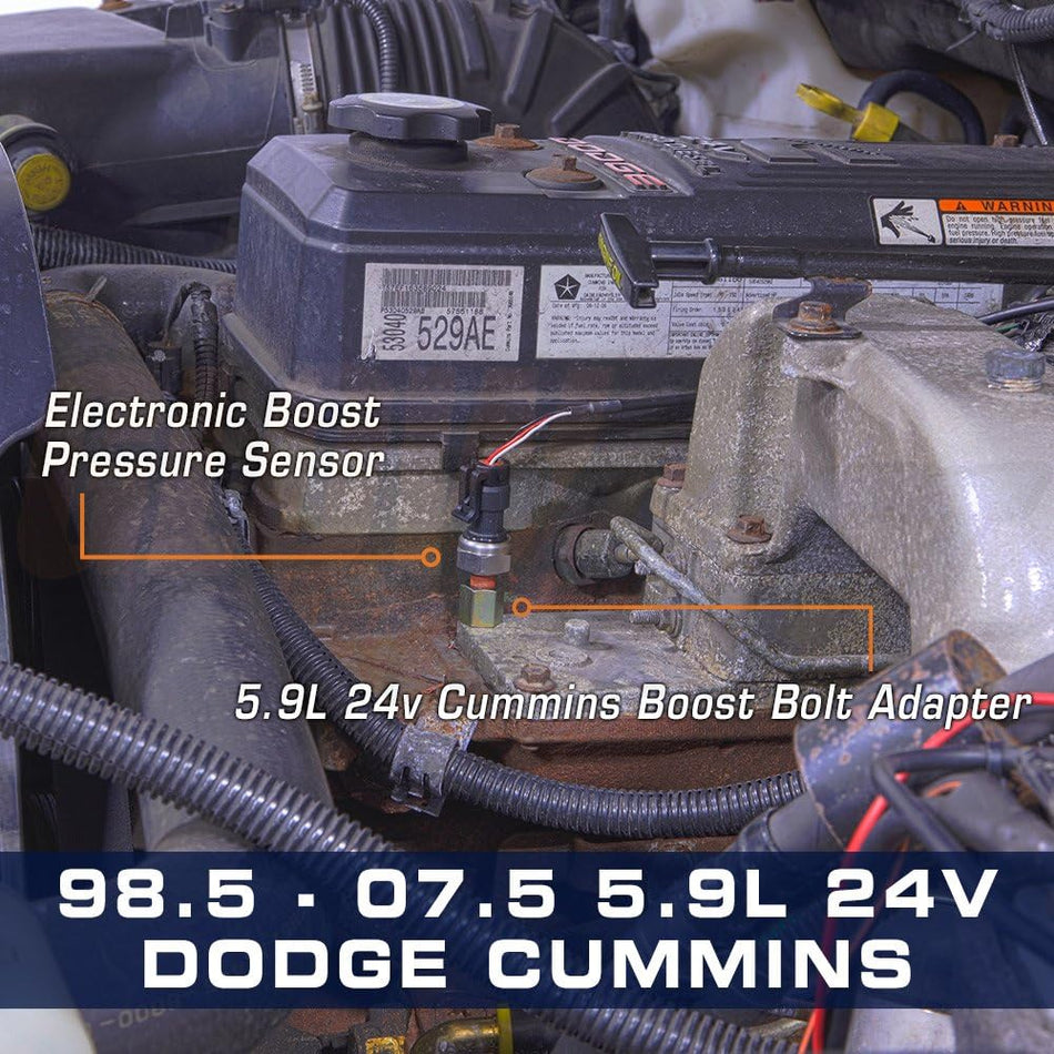 Turbo Boost Bolt Adapter Compatible with 24-Valve 5.9L Dodge Ram 2500 3500 Cummins Diesel 1998.5-2007.5 - Installs to Intake Manifold Horn
