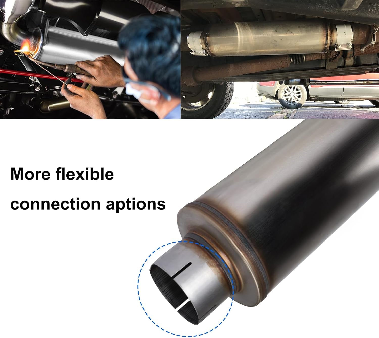 4'' Exhaust Muffler, 4'' Inlet/Outlet, Universal 30'' Overall Stainless Steel Straight through Design, Resonator Muffler