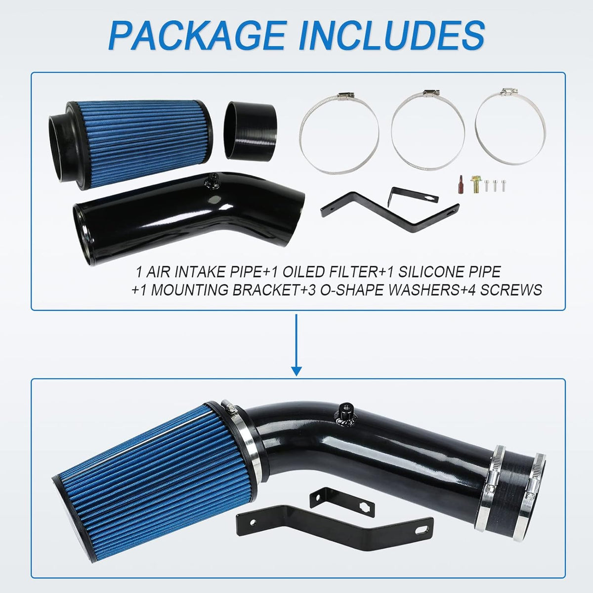 Oiled Cold Air Intake 7.3 Diesel Kit Air Intake Pipe with Oiled Filter Replacement for Ford F250 F350 F450 Super Duty 7.3L Power Stroke Diesel 1999.5-2003 (1999.5-2003 F250 F350 F450 7.3L Diesel)
