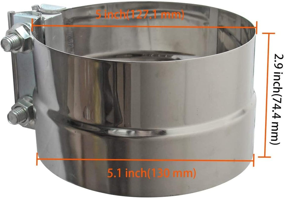Exhaust Clamps 5" Lap Joint 304 Stainless Steel Band Clamp (4 Pack)