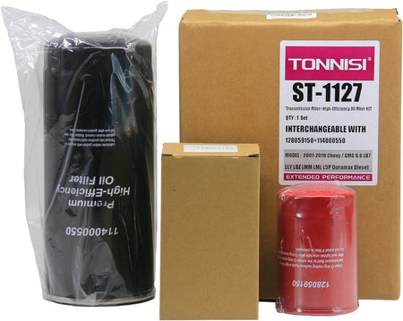 6.6L Duramax Filter Kit Transmission Filter 128059150 & 5 Micron Oil Filter 114000550 Fits 2001-2019 Chevy Silverado/Gmc Sierra 2500 HD 3500 HD Allison 1000/2000 LB7 LLY LBZ LMM LML L5P Engine