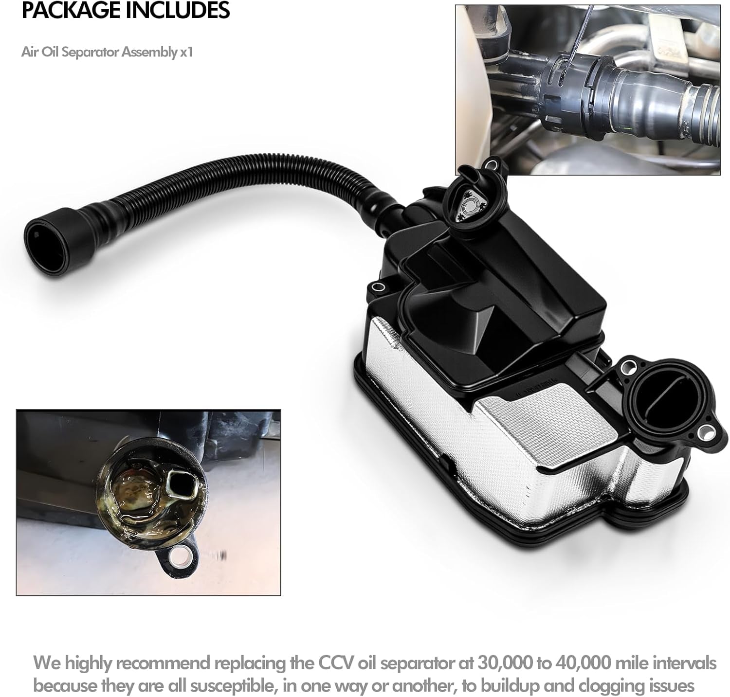 Air Oil Separator Assembly Fit for Ford F250 F350 Super Duty 2017-2019 6.7L Powerstroke Diesel - PCV CCV Vent Valve Engine Crankcase Replaces# FC3Z-6A785-F, FC3Z-6A785-D, FC3Z6A785F - without Sensor