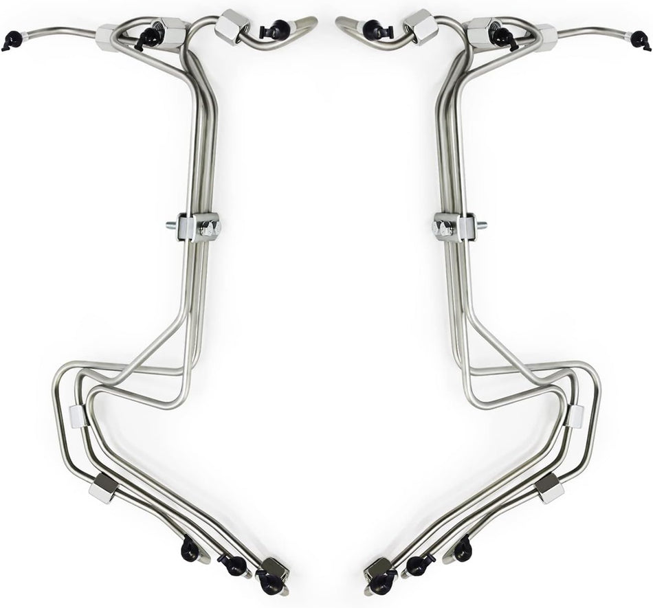 Replacement P7100 Fuel Injector Line Set for 94-98 5.9L 12V Cummins Diesel, Stainless Steel, Solenoid Valve, 12 Ports, 1/2 in Inlet, 1/4 in Outlet, NPT Connections