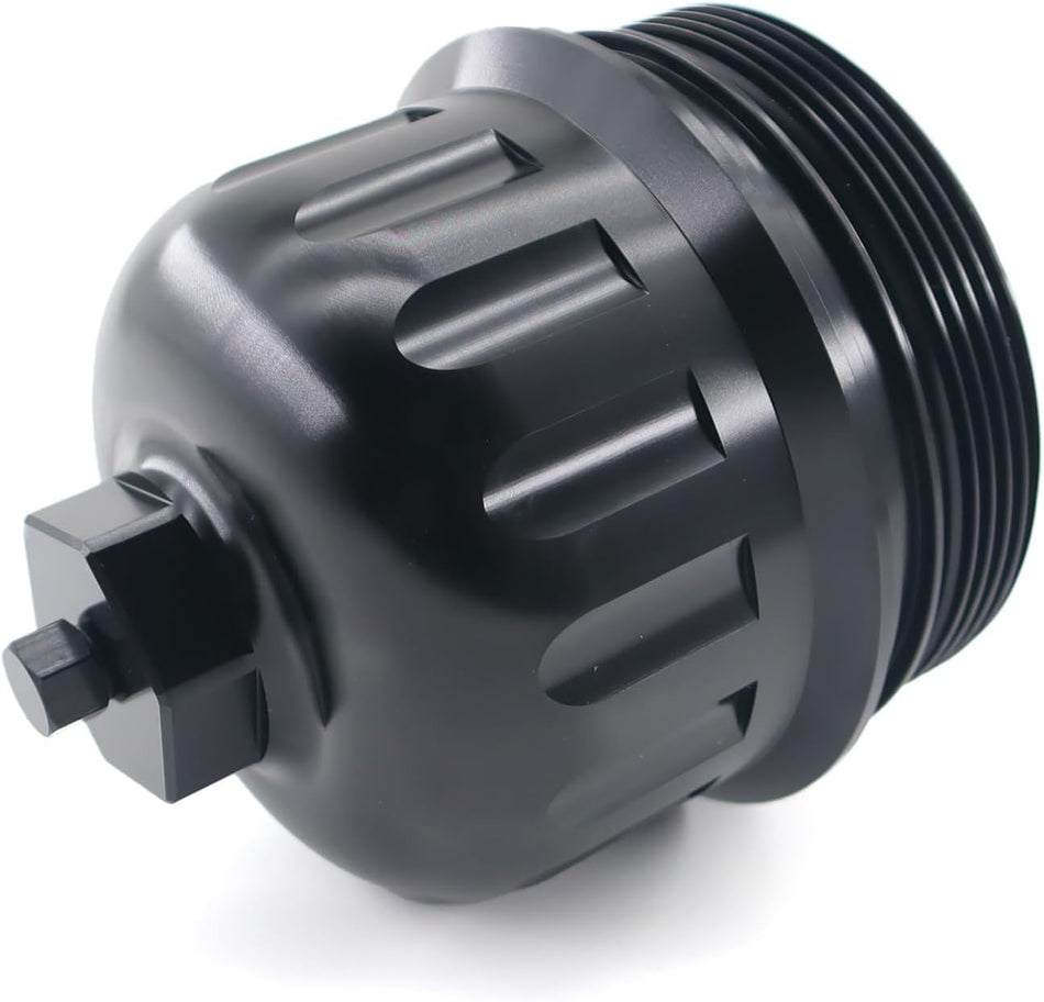 Fuel Filter Housing Cap Aluminum with Drain Plug Compatible with 2017-2020 GM Duramax 6.6L L5P Chevy Silverado/Gmc Sierra 2500HD 3500HD