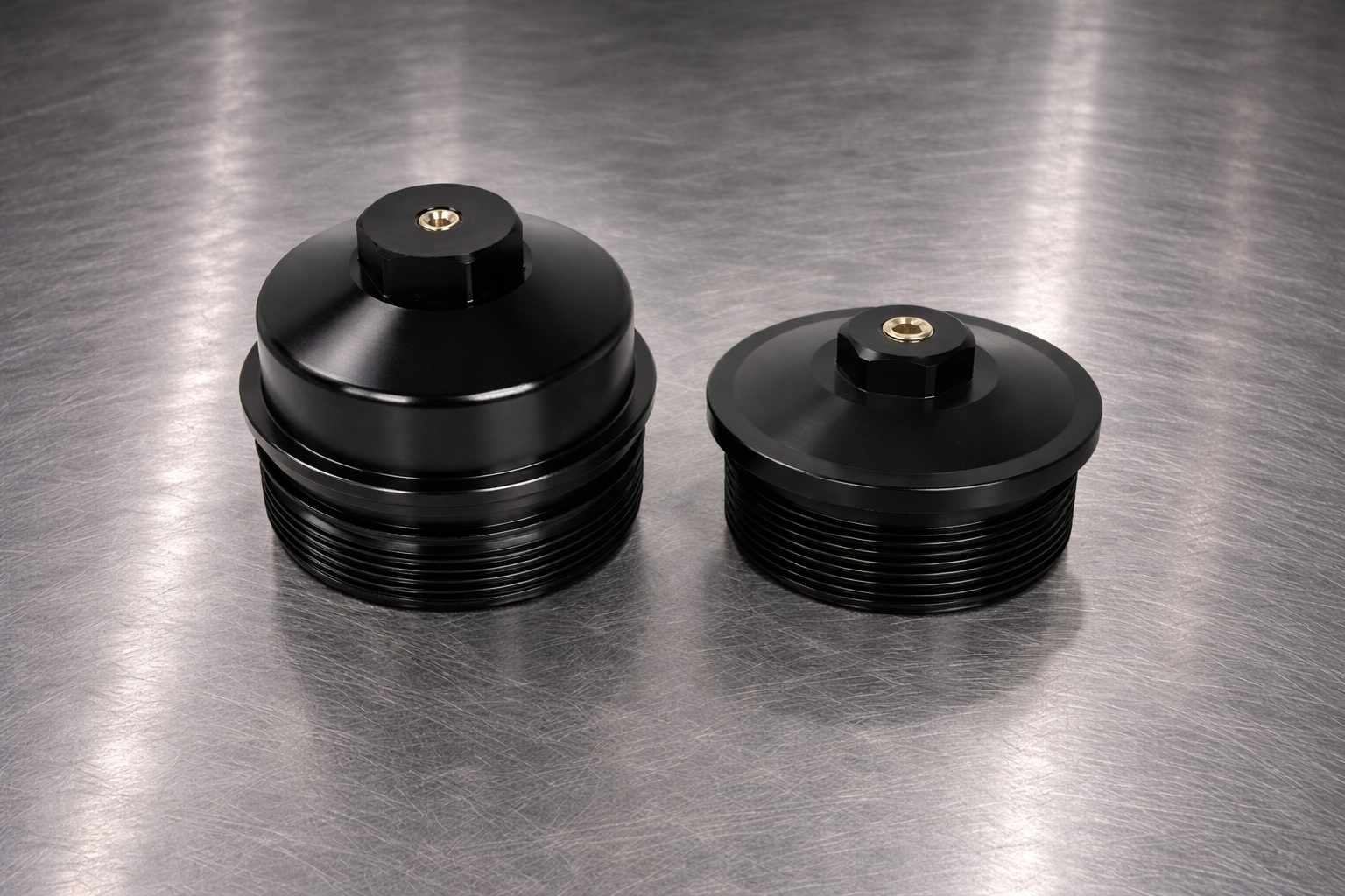 03-07 FORD 6.0L POWERSTROKE DIESEL BILLET ENGINE OIL / FUEL FILTER CAPS - Auction - The Diesel Market Place