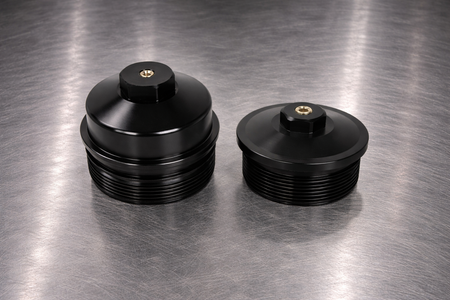 03-07 FORD 6.0L POWERSTROKE DIESEL BILLET ENGINE OIL / FUEL FILTER CAPS - Auction - The Diesel Market Place