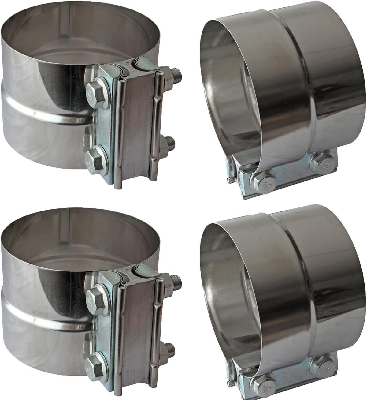 4 Inch Lap Joint Exhaust Pipe Muffler Clamp Band - 304 Stainless Steel (4 Pack)