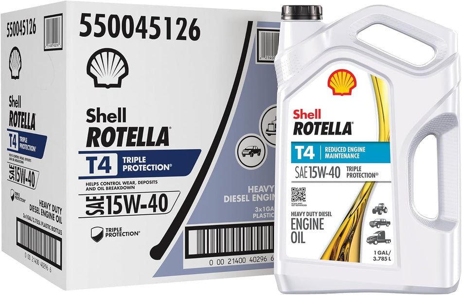 T4 Triple Protection 15W-40 Motor Oil, 1 Gallon (3 Pack)
