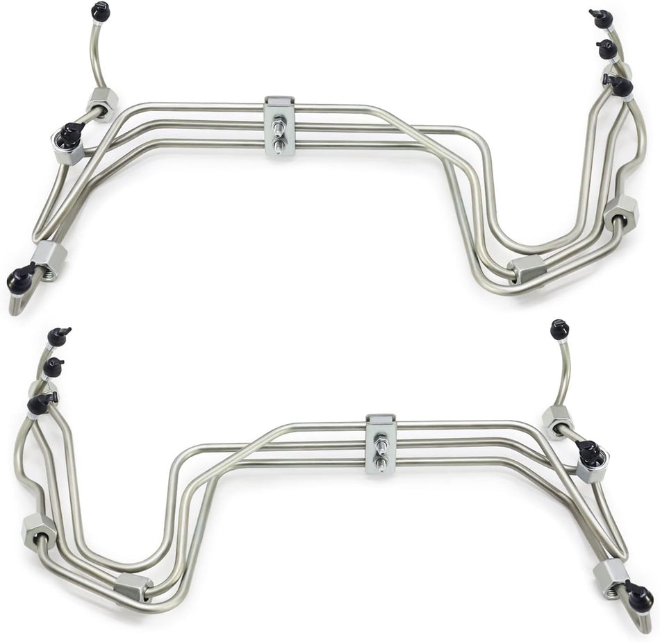 Replacement P7100 Fuel Injector Line Set for 94-98 5.9L 12V Cummins Diesel, Stainless Steel, Solenoid Valve, 12 Ports, 1/2 in Inlet, 1/4 in Outlet, NPT Connections