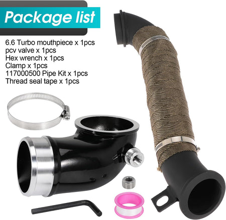 6.6 Turbo Mouthpiece, LLY Engine Turbo Mouthpiece Fits for Duramax 6.6L LLY 2004.5-2010, Inlet Manifold Intake Elbow for Chevrolet for GMC Sierra Trucks with 117000500 Pipe