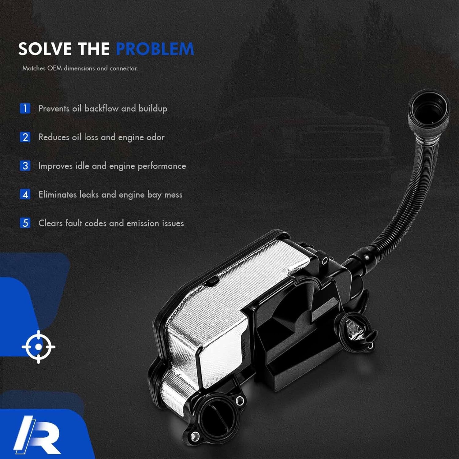 Air Oil Separator Assembly Fit for Ford F250 F350 Super Duty 2017-2019 6.7L Powerstroke Diesel - PCV CCV Vent Valve Engine Crankcase Replaces# FC3Z-6A785-F, FC3Z-6A785-D, FC3Z6A785F - without Sensor