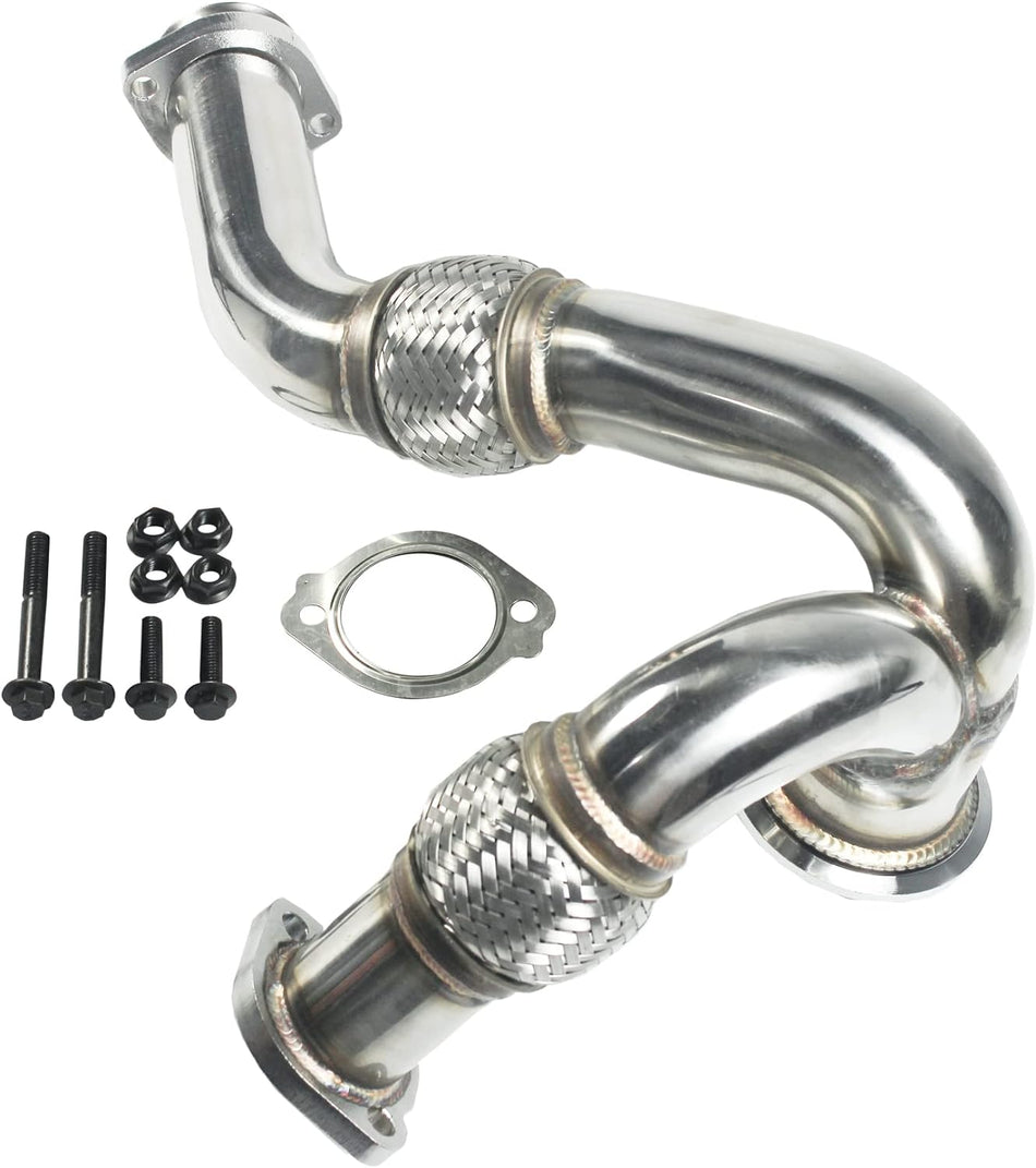 New Turbocharger Exhaust Up Pipe Kit With Gasket Replacement For Ford Powerstroke 6.0L Diesel 2003-2007