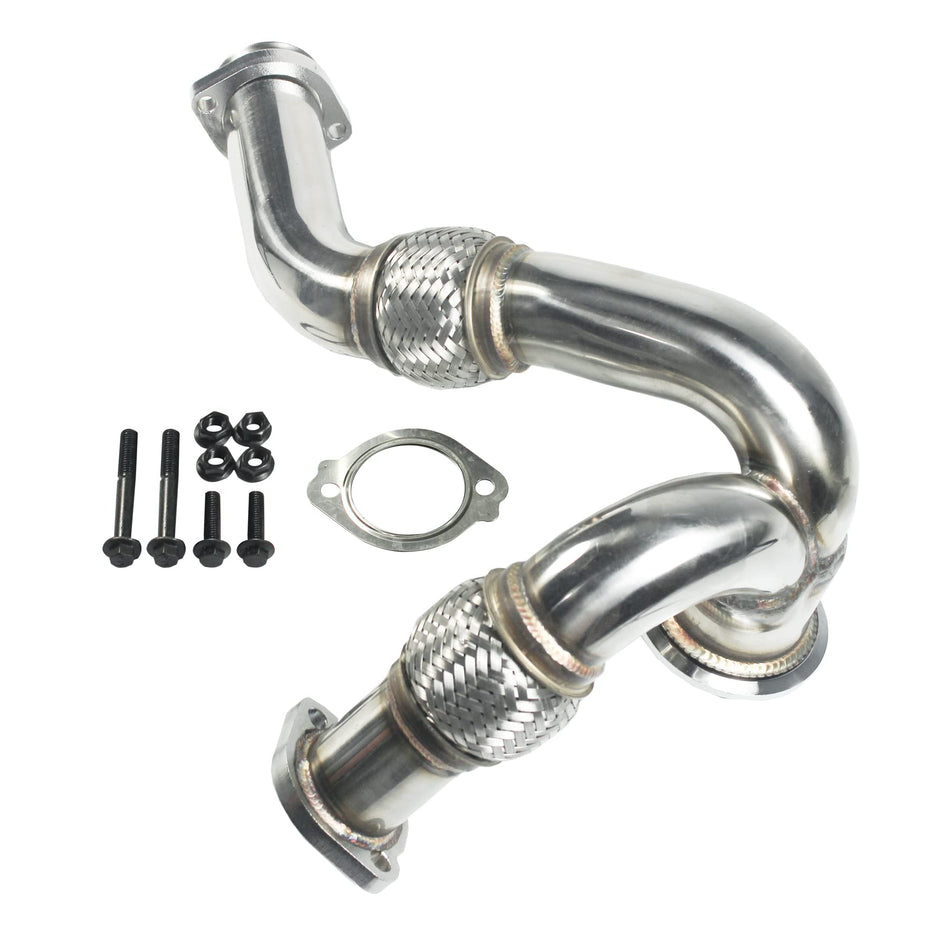 New Turbocharger Exhaust Up Pipe Kit With Gasket Replacement For Ford Powerstroke 6.0L Diesel 2003-2007