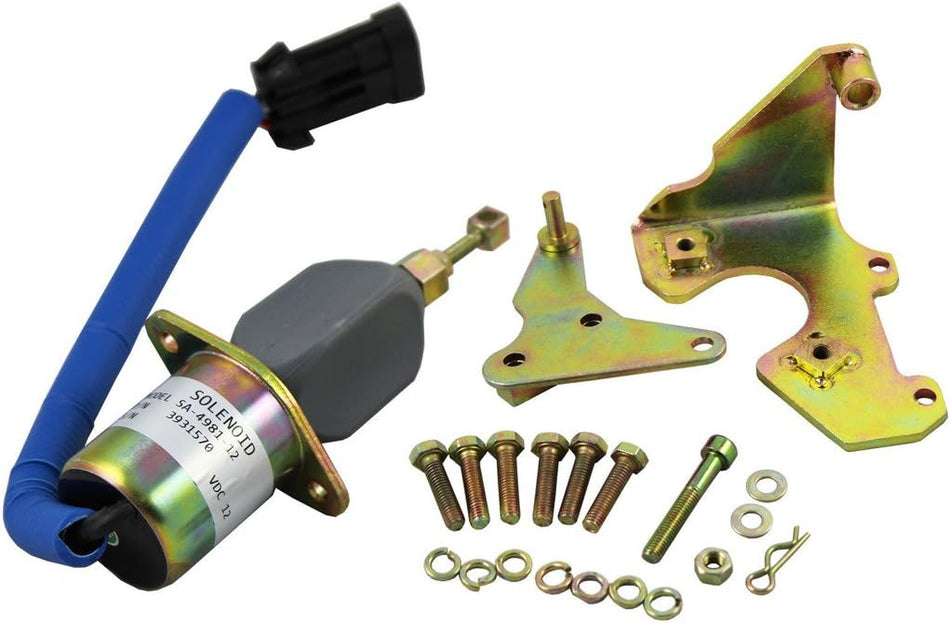 New Fuel Shut Off Solenoid With Bracket Kits 3931570 5016244AA Replacement For Dodge Diesel Cummins 94-98 5.9L