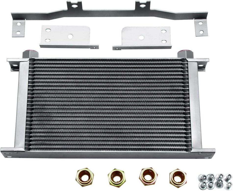 Transmission Oil Cooler Compatible With Chevy GMC Silverado Sierra Duramax 6.6L 2001-2005 Silver